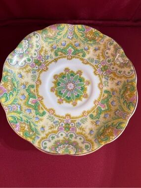🛍️5 FOR $20 🛍️ Royal Albert Yellow, Green & Pink Floral Medallion Saucer